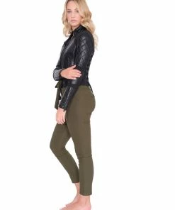 Blanc Noir Quilted Faux Leather Moto Jacket Jackets