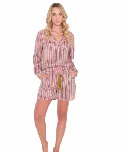 Aratta Pink Striped Pajama Shorts Bottoms