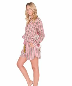 Aratta Pink Striped Pajama Top Tops
