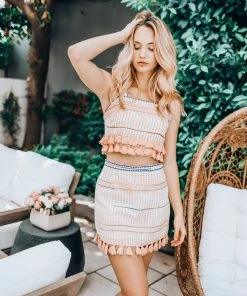Saylor Pink Tassel Mini Skirt