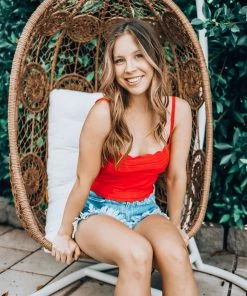 Le Rumi Knit Tank Top Bandeau Red