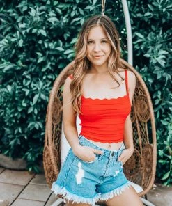 Le Rumi Knit Tank Top Bandeau Red