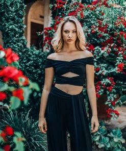 Jet Set Diaries Bottoms Black Sash Pants