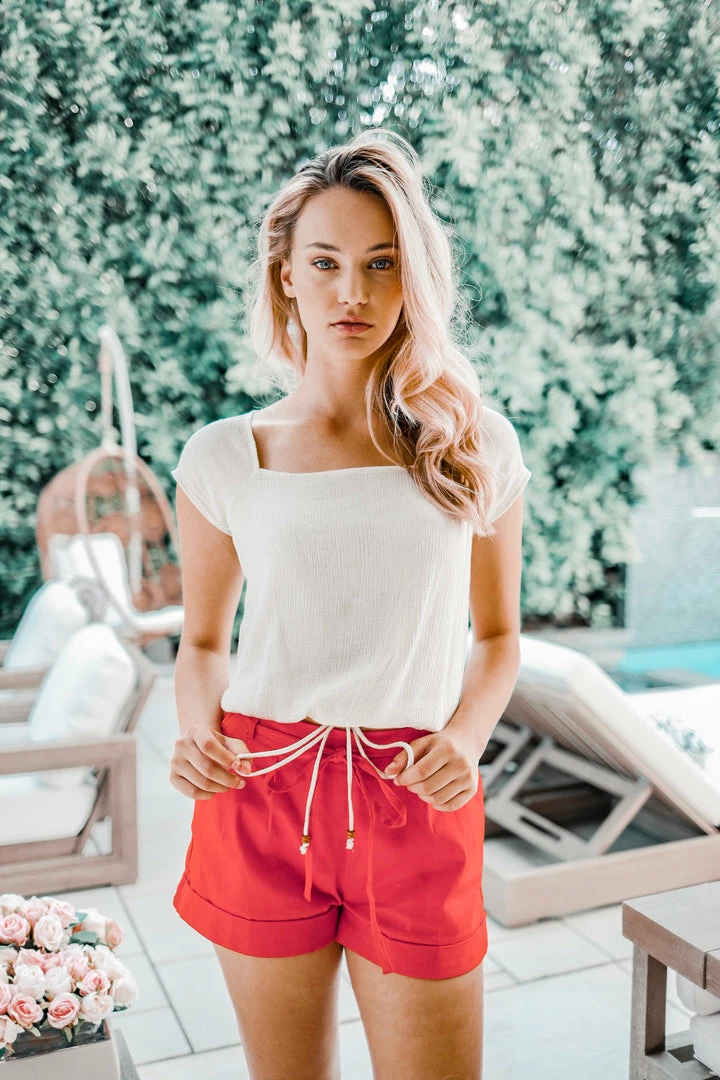 Line N Dot Red Short Shorts Bottoms 3 Line N Dot Red Short Shorts Bottoms