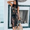 LeeLoo Couture Sequin Sheer Black Dress