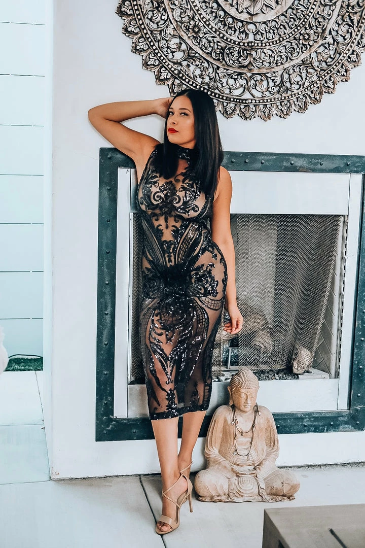 LeeLoo Couture Sequin Sheer Black Dress 3 LeeLoo Couture Sequin Sheer Black Dress