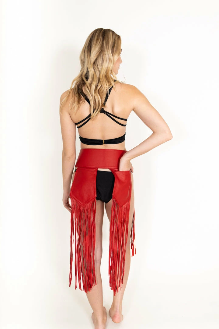 Alexa Stone Accessories Leather Belt With Fringe Red 8 Alexa Stone Accessories Leather Belt With Fringe Red