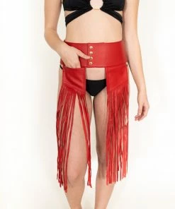 Alexa Stone Accessories Leather Belt With Fringe Red 10 Alexa Stone Accessories Leather Belt With Fringe Red