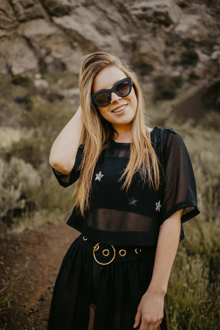 EastNWest Label Tops Star Mesh T-Shirt Black 3 EastNWest Label Tops Star Mesh T-Shirt Black