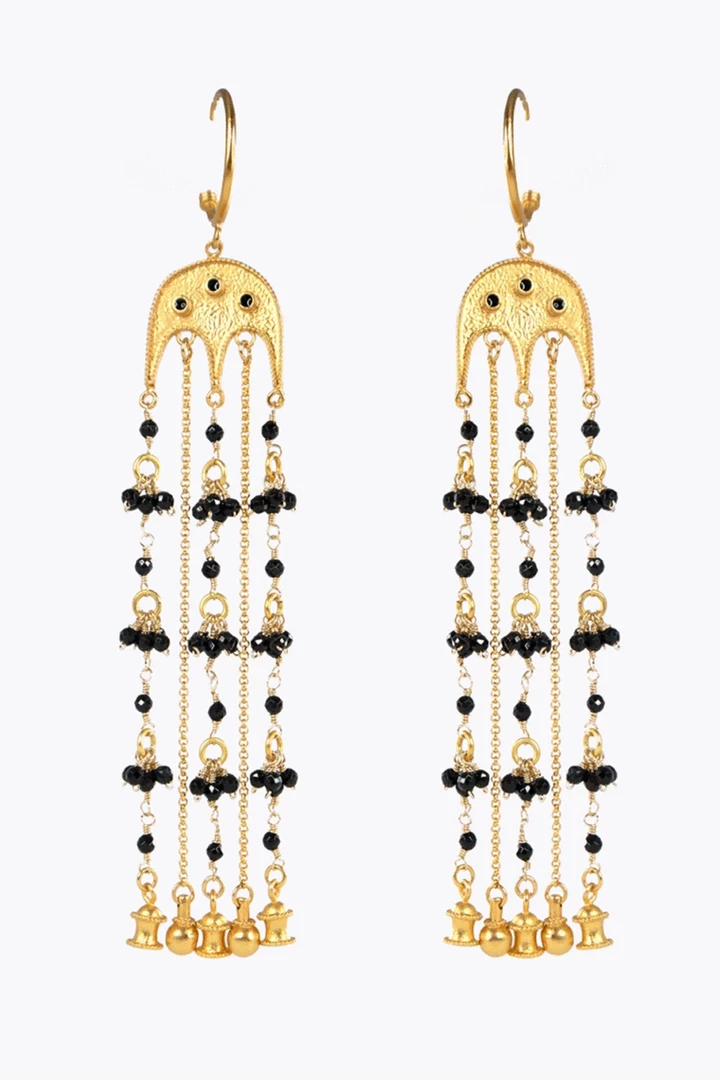 La Sierra Accessories Black Agate Chain Earrings 5 La Sierra Accessories Black Agate Chain Earrings