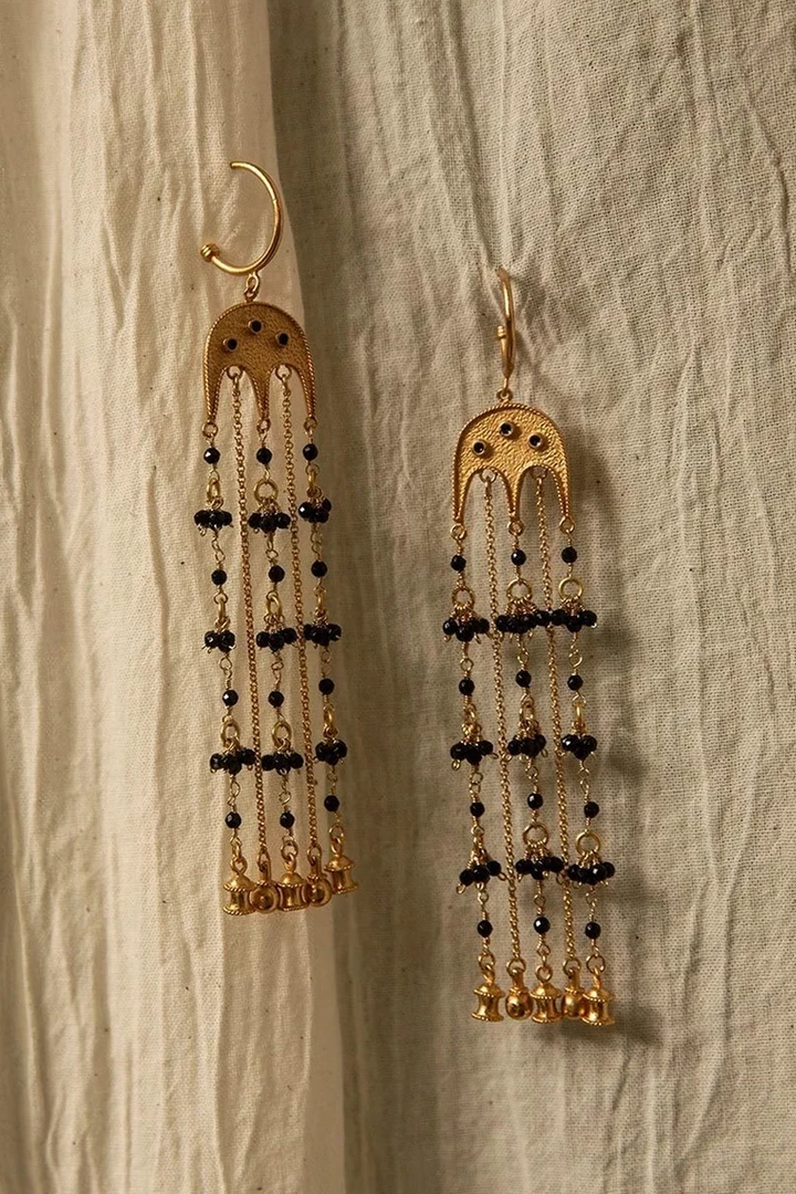 La Sierra Accessories Black Agate Chain Earrings 3 La Sierra Accessories Black Agate Chain Earrings