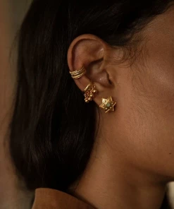 La Sierra Accessories Gold Earcuff With Dangling Beads