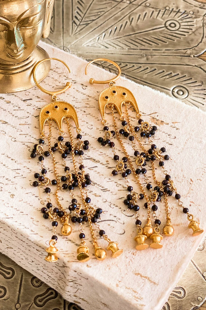 La Sierra Accessories Black Agate Chain Earrings 4 La Sierra Accessories Black Agate Chain Earrings