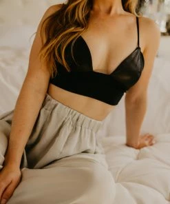 Samantha Eng Leather Bralette Black Tops