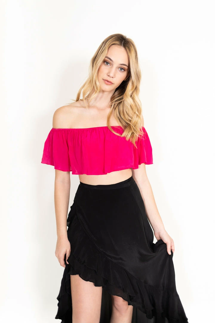 Shahida Parides Ruffle Crop Top Fuchsia 5 Shahida Parides Ruffle Crop Top Fuchsia