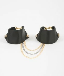 Fraulein Kink Lingerie Black Satin Handcuffs