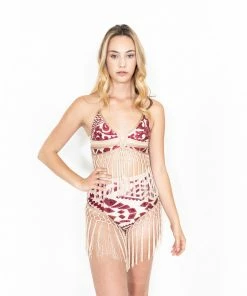 EastNWest Label Lingerie Fringe Sparkle Undies Red