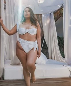 Same Swim Cream Pinstripe Bikini Bottom 17 Same Swim Cream Pinstripe Bikini Bottom