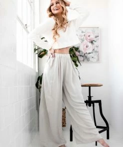 Samantha Eng Grey Silk Pants Basics