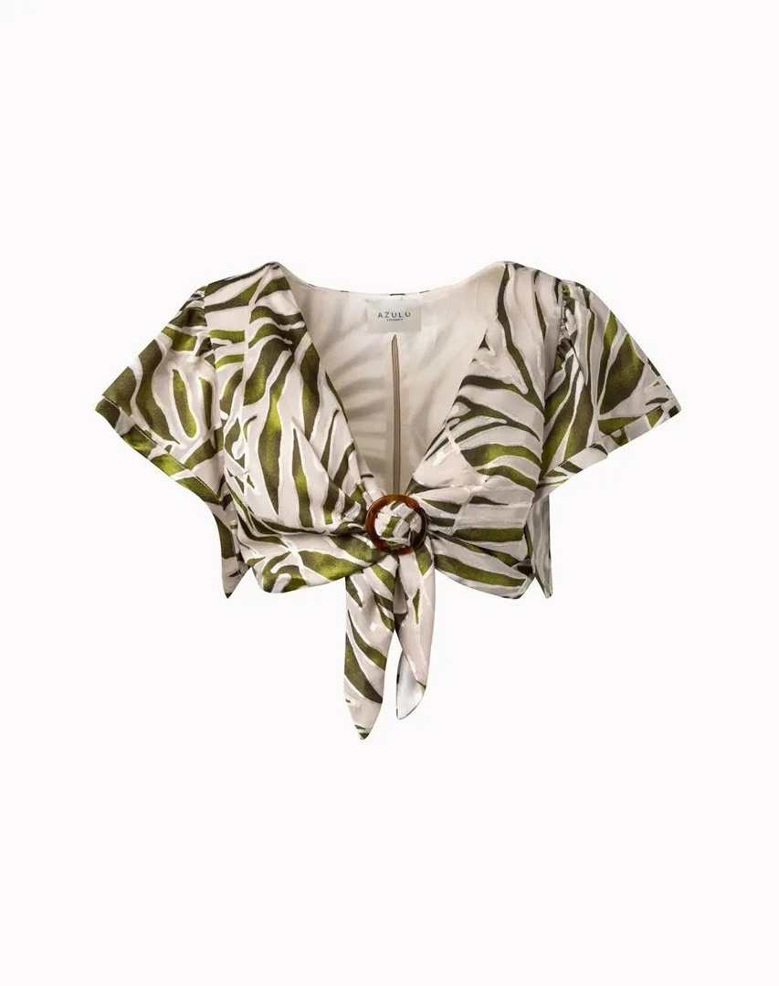 Azulu Leaf Print Tie Top 12 Azulu Leaf Print Tie Top