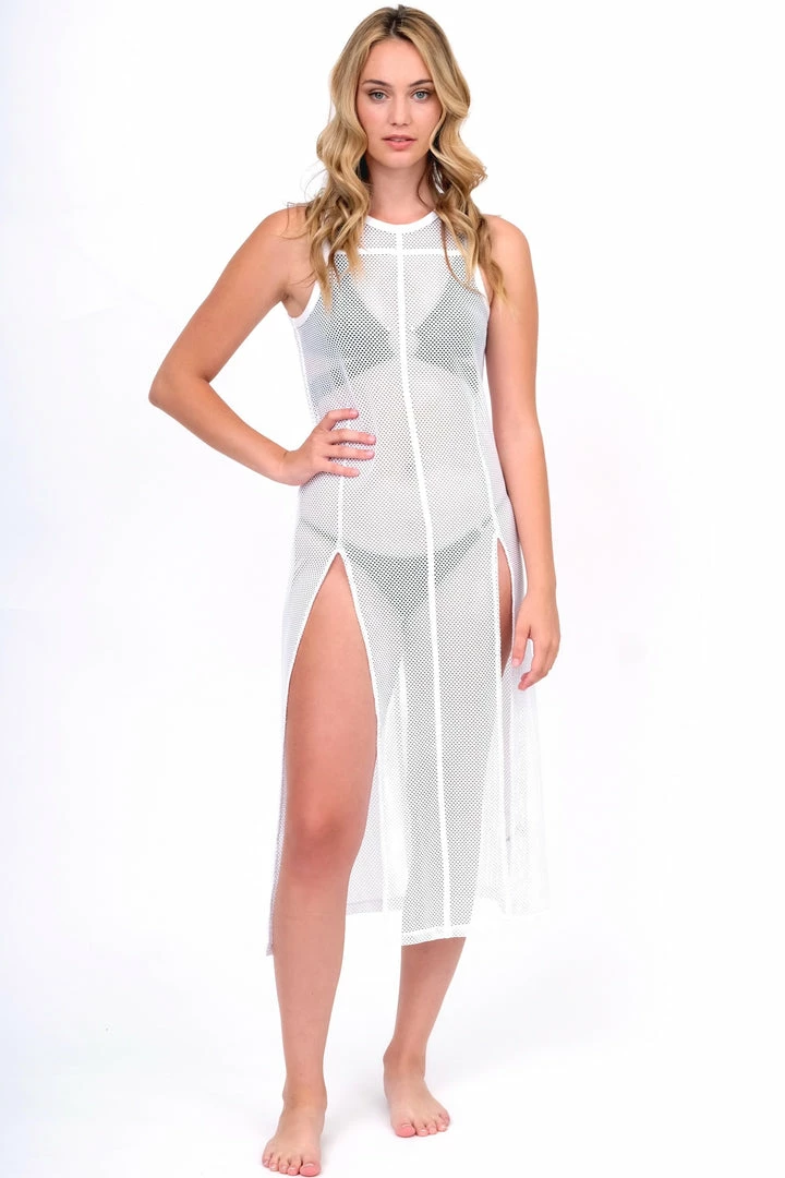 Blanc Noir Dresses White Mesh Tunic With Double Split 8 Blanc Noir Dresses White Mesh Tunic With Double Split