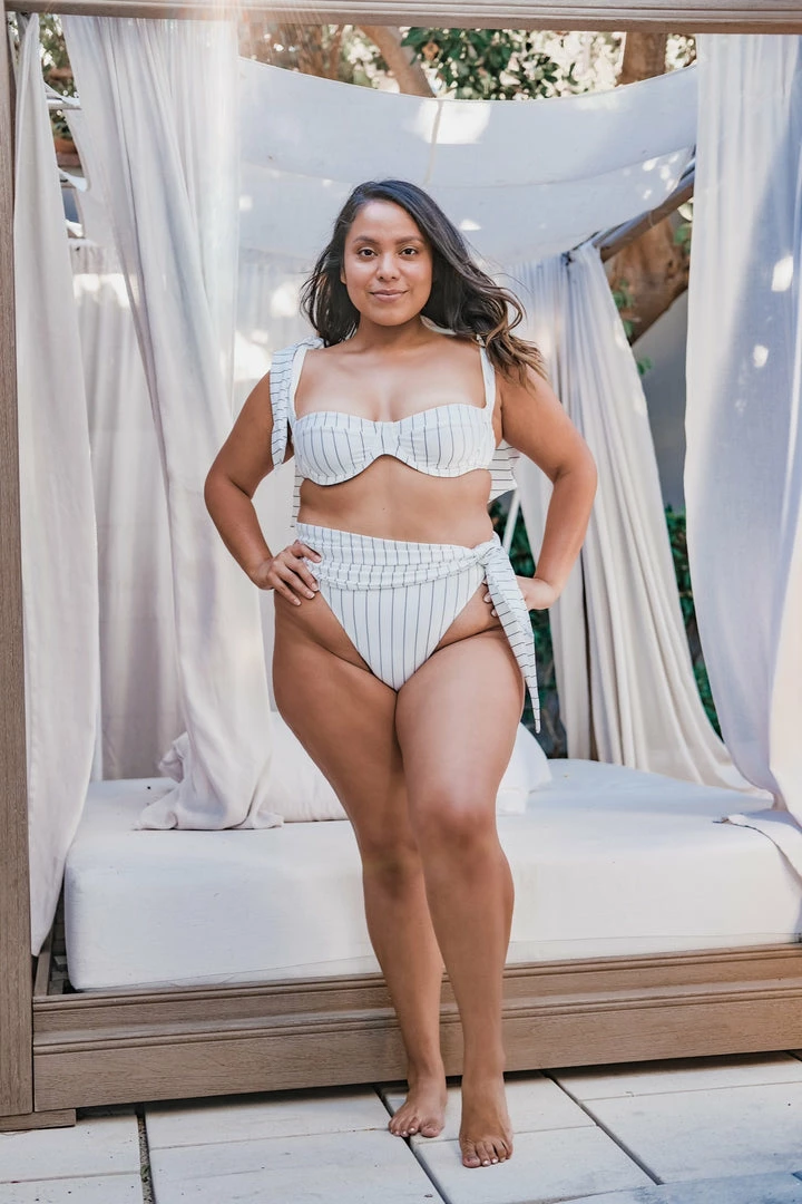 Same Swim Cream Pinstripe Bikini Bottom 4 Same Swim Cream Pinstripe Bikini Bottom