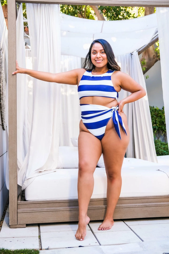 Same Navy & Cream Striped Tank Bikini Swim 7 Same Navy & Cream Striped Tank Bikini Swim