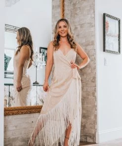 Azulu Sequin And Fringe Wrap Dress