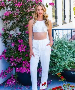 Same Cream Pinstripe Tank Bikini Swim