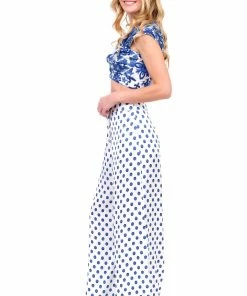 Azulu High Waisted Blue Polka Dot Pants