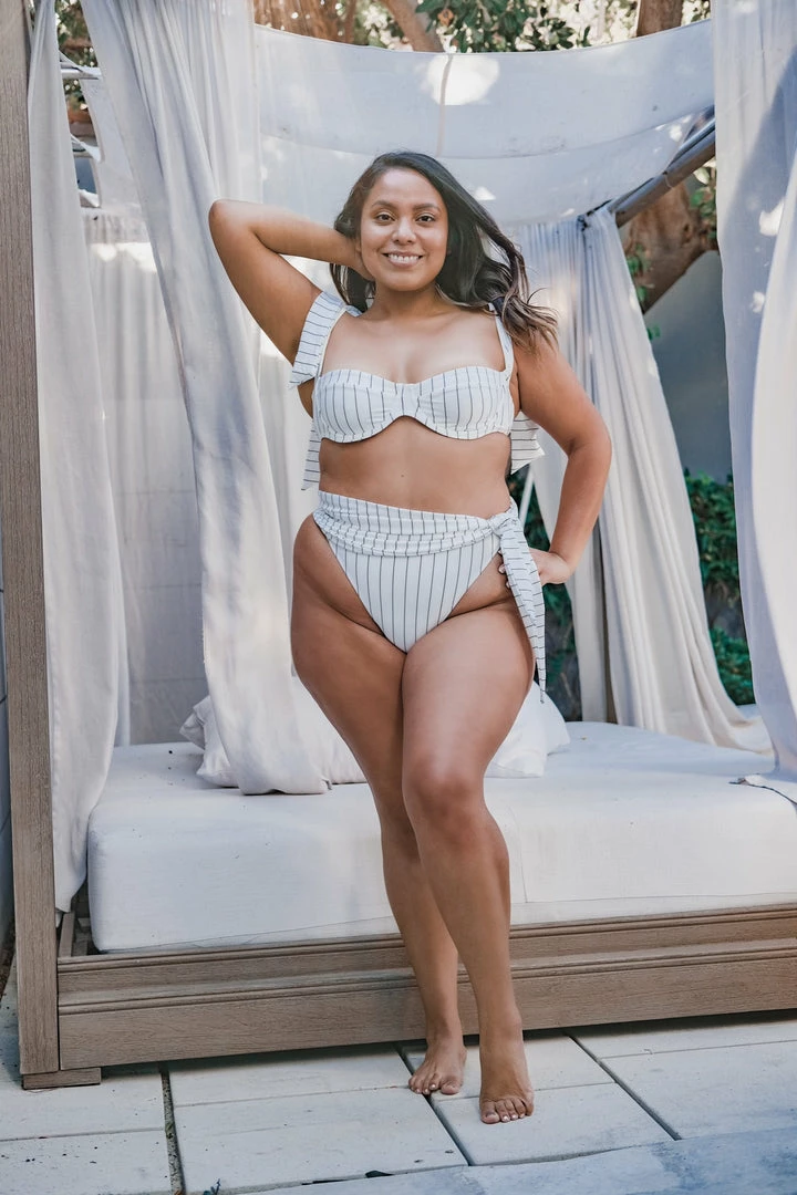 Same Swim Cream Pinstripe Bikini Bottom 3 Same Swim Cream Pinstripe Bikini Bottom