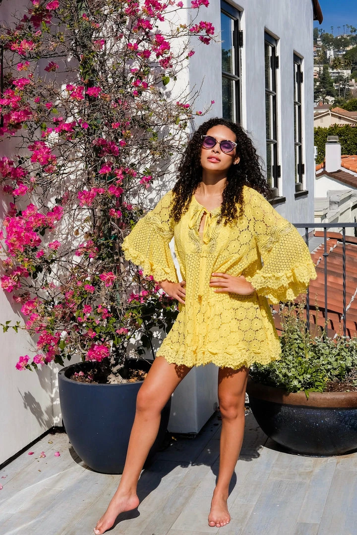 Pho Dresses Yellow Lace Coverup Dress 4 Pho Dresses Yellow Lace Coverup Dress