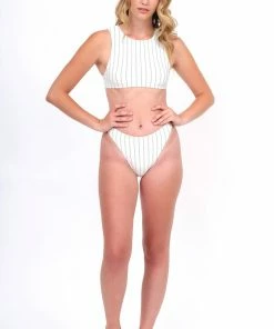 Same Cream Pinstripe Tank Bikini Swim