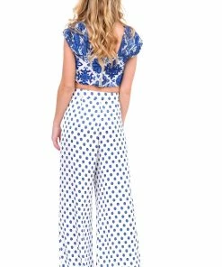 Azulu High Waisted Blue Polka Dot Pants