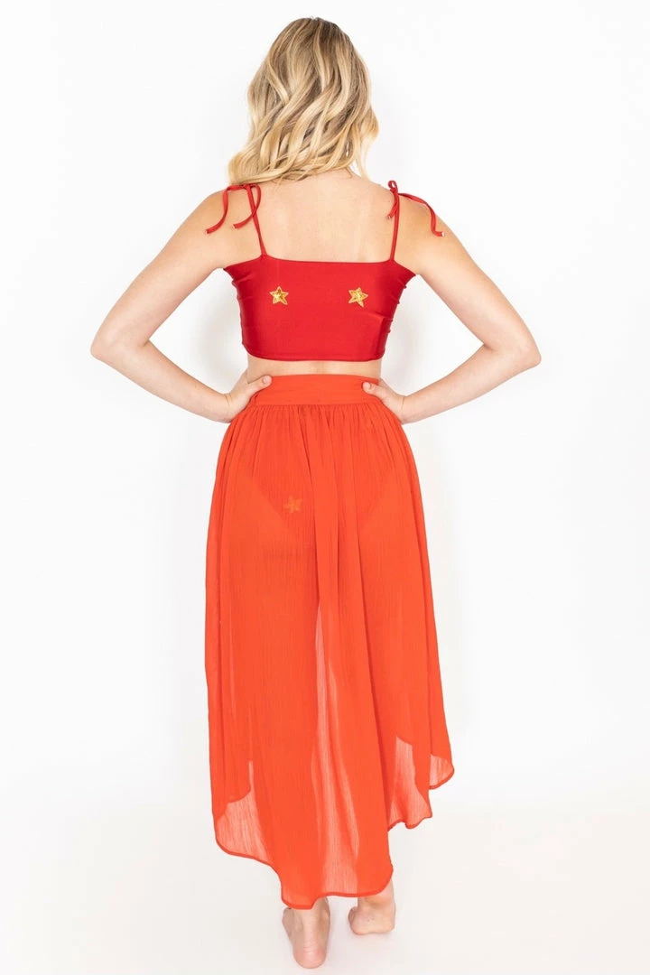 EastNWest Label Mesh Belted Skirt Red 11 EastNWest Label Mesh Belted Skirt Red