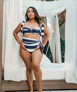 Same Navy & Cream Striped Bikini Bottom
