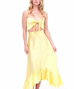 EastNWest Label Daffodil Yellow Tie Top Tops