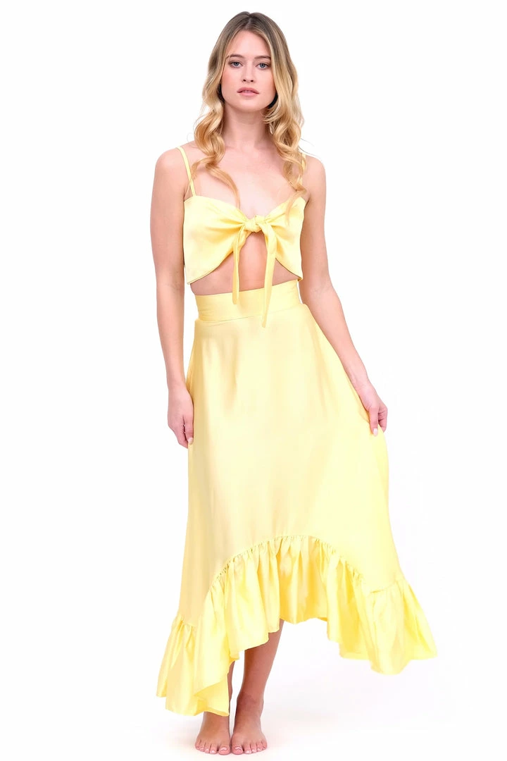 EastNWest Label Bottoms Daffodil Yellow Ruffle Maxi Skirt 8 EastNWest Label Bottoms Daffodil Yellow Ruffle Maxi Skirt