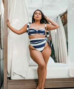 Same Navy & Cream Striped Bikini Bottom