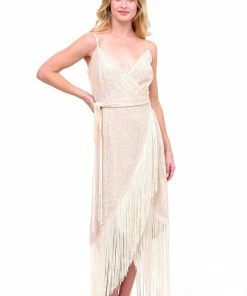 Azulu Sequin And Fringe Wrap Dress