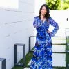 Shahida Parides Blue Ikat Print Maxi Robe Swim