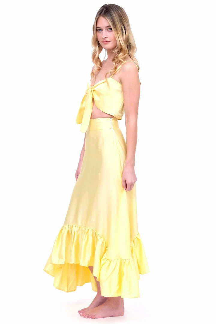 EastNWest Label Bottoms Daffodil Yellow Ruffle Maxi Skirt 11 EastNWest Label Bottoms Daffodil Yellow Ruffle Maxi Skirt