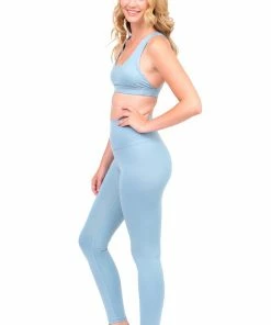 Glyder Sky Blue Gloss Sports Bra Activewear