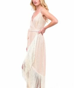 Azulu Sequin And Fringe Wrap Dress