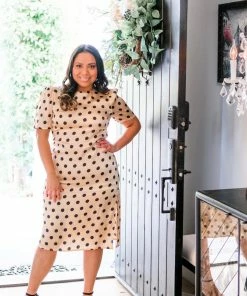 Dress Forum Polka Dot Satin Midi Dress