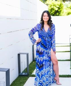 Shahida Parides Blue Ikat Print Maxi Robe Swim