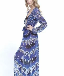 Shahida Parides Blue Ikat Print Maxi Robe Swim