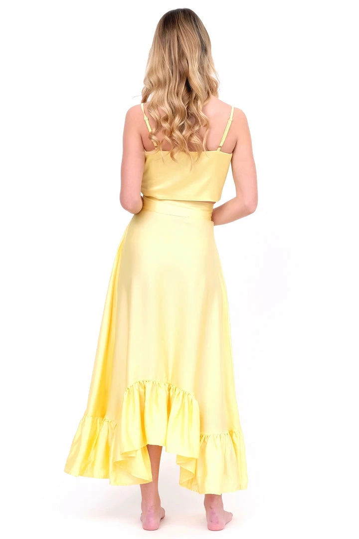 EastNWest Label Bottoms Daffodil Yellow Ruffle Maxi Skirt 12 EastNWest Label Bottoms Daffodil Yellow Ruffle Maxi Skirt