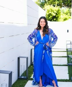 Shahida Parides Blue Ikat Print Maxi Robe Swim