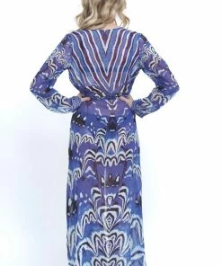 Shahida Parides Blue Ikat Print Maxi Robe Swim